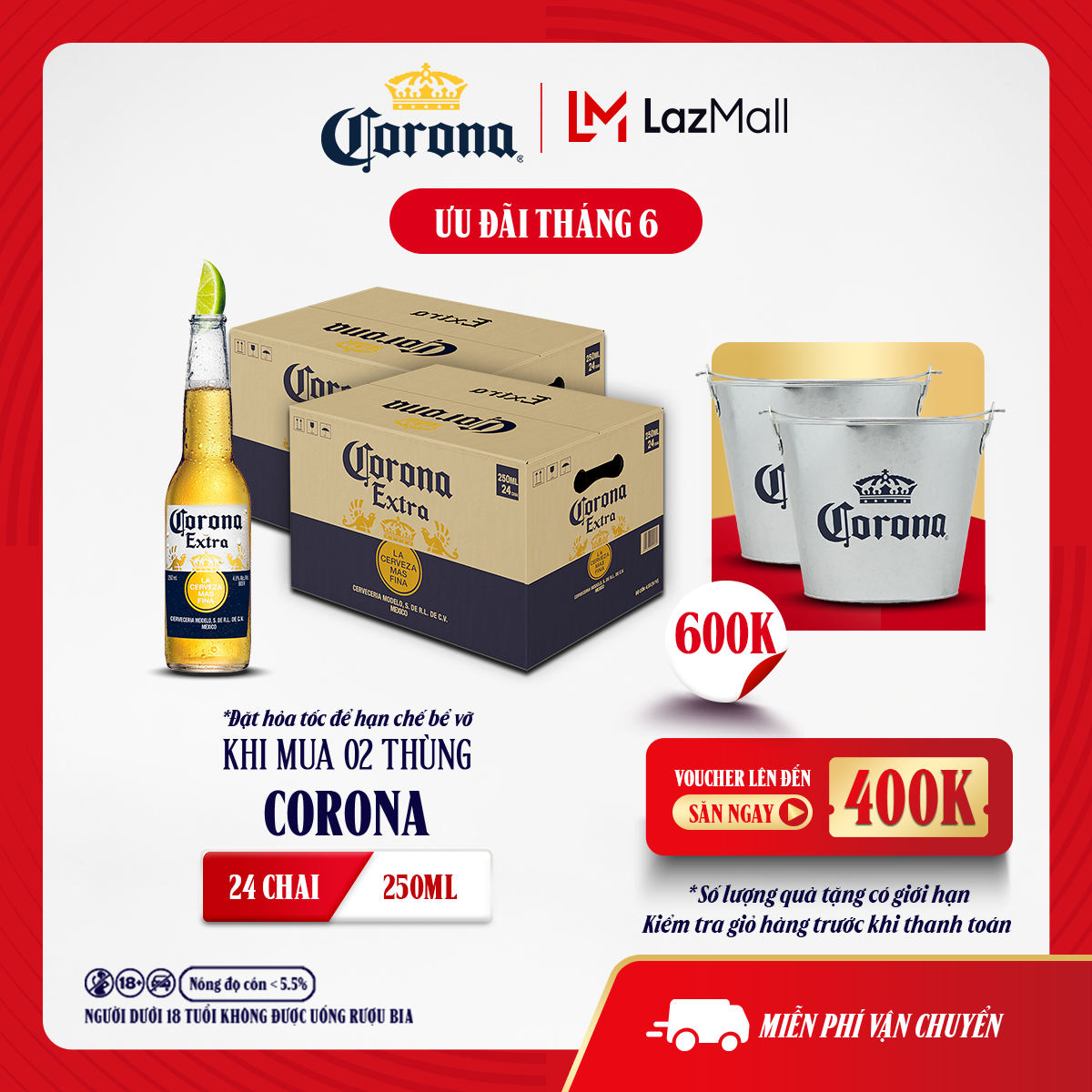 Combo 2 Thùng 24 Chai Bia Corona Extra Nhập Khẩu (250ml/chai)