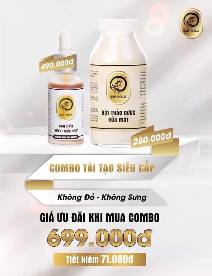 Combo Tái Tạo Da Hoàng Thiên Sâm VIP - Giải Quyết Tận Gốc Mụn Không Đỏ Không Sưng Nhưng Vẫn Bong Da