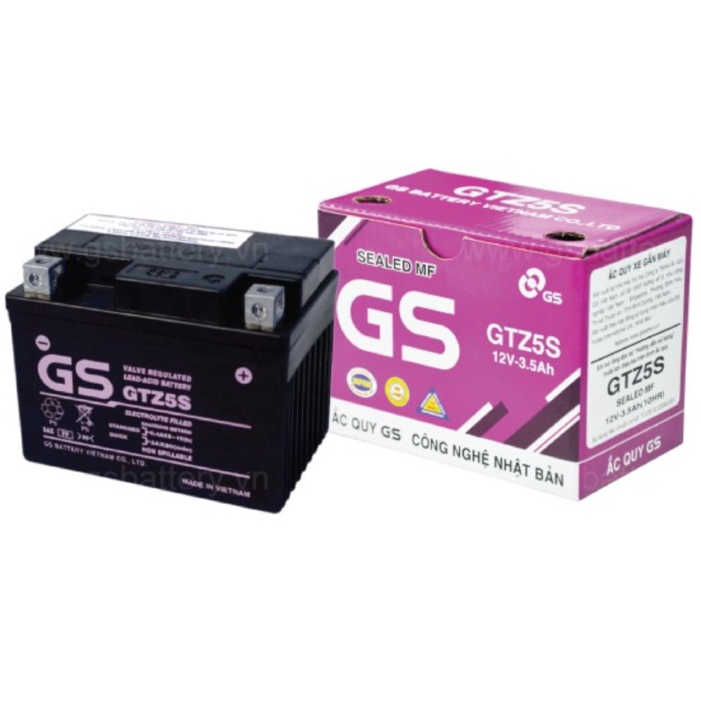 Bình Ắc Quy Khô GS GTZ5S (12V 3.5Ah) - Dành cho xe Honda Yamaha Suzuki. ắc qui xe máy/ bình điện xe 