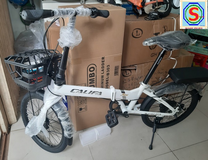 Xe đạp gấp bánh 20 inch CALIFA có giỏ nệm baga  - mã CG20D Tay đề vặn Shimano Revoshif 7 speed