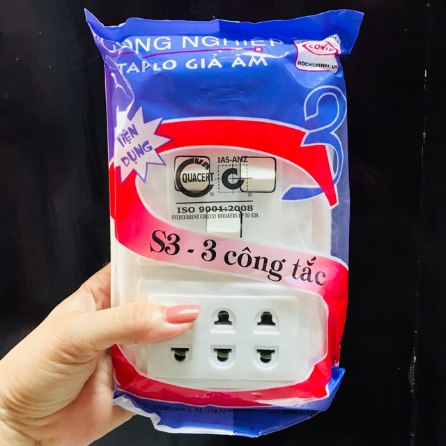 BẢNG ĐIỆN - TAPLO GIẢ ÂM TƯỜNG - CONIP 3 CÔNG TẮC