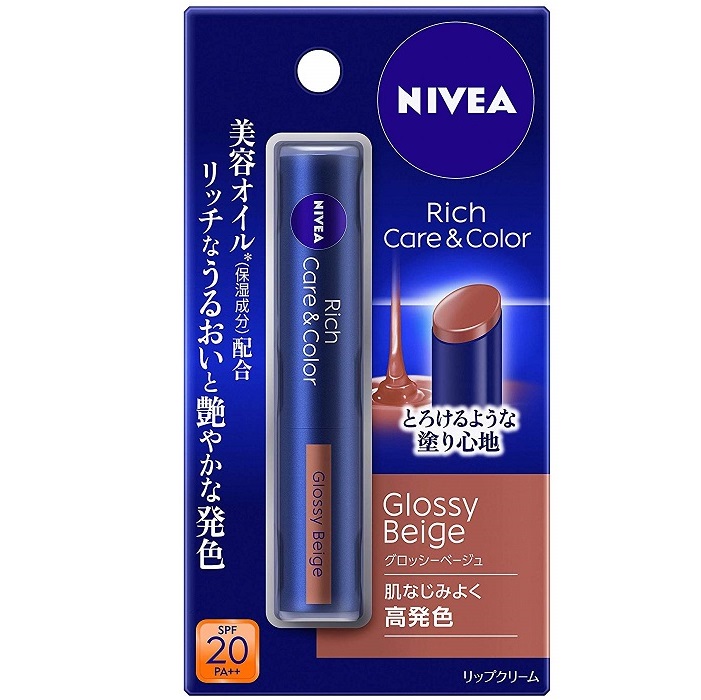 Son dưỡng môi có màu Nivea Nhật Bản Rich Care And Color SPF20 PA++ - (Màu Glossy Beige)