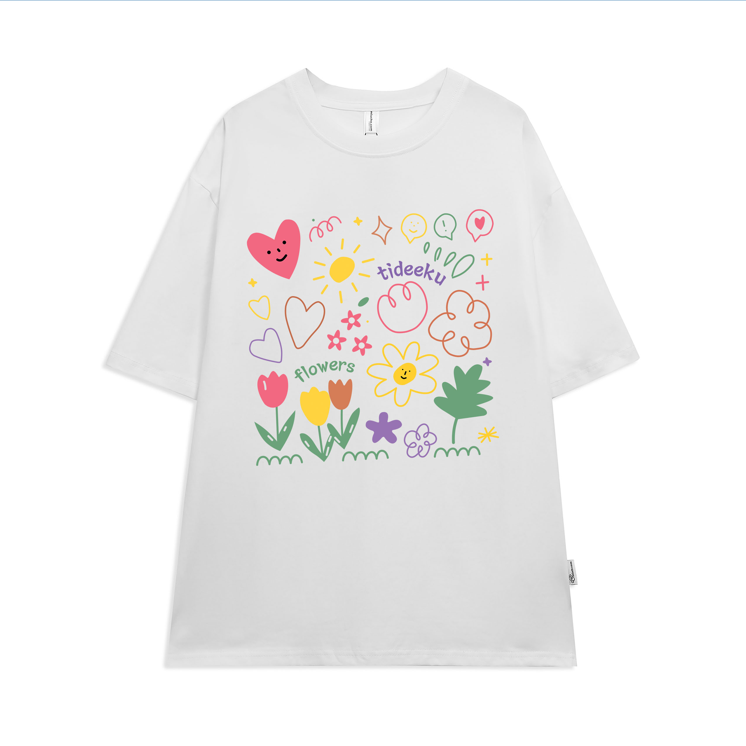 Áo thun tay lỡ form rộng đẹp oversize Áo thun trắng nữ tay lỡ hàn quốc cotton AT271 Miucho in Graphi