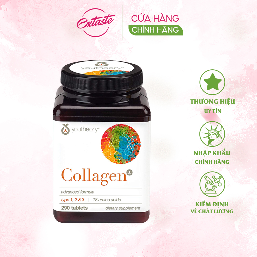 Viên uống collagen youtheory collagen + biotin advanced formula 160/290/390 viên chống lão hóa đẹp da - Extaste