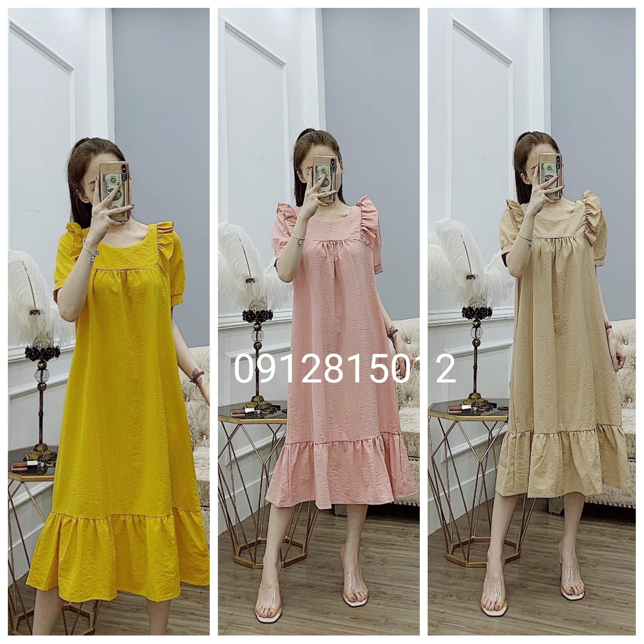 [Hàng loại 1]Đầm Bầu Váy Bầu cao cấp dáng Xuông Chất Lụa Hàn Mềm siêu mát Thấm Mồ Hôi Tốt Freesize từ 45 đến 70Kg