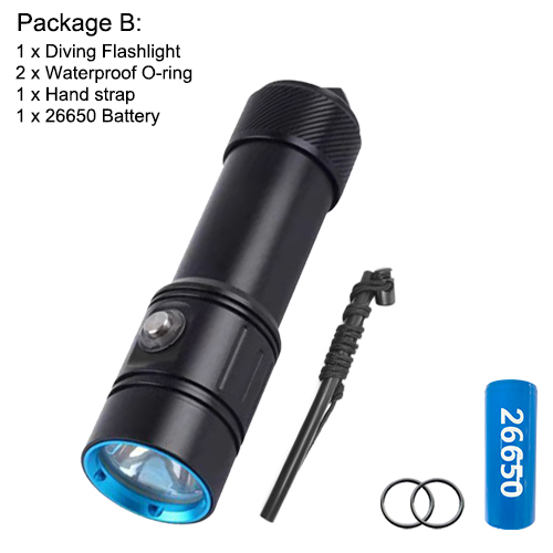 Asafee AF17D Professional Diving Flashlight L2/P50 LED 1200LM Strong Dive Lamp 50m Underwater High B