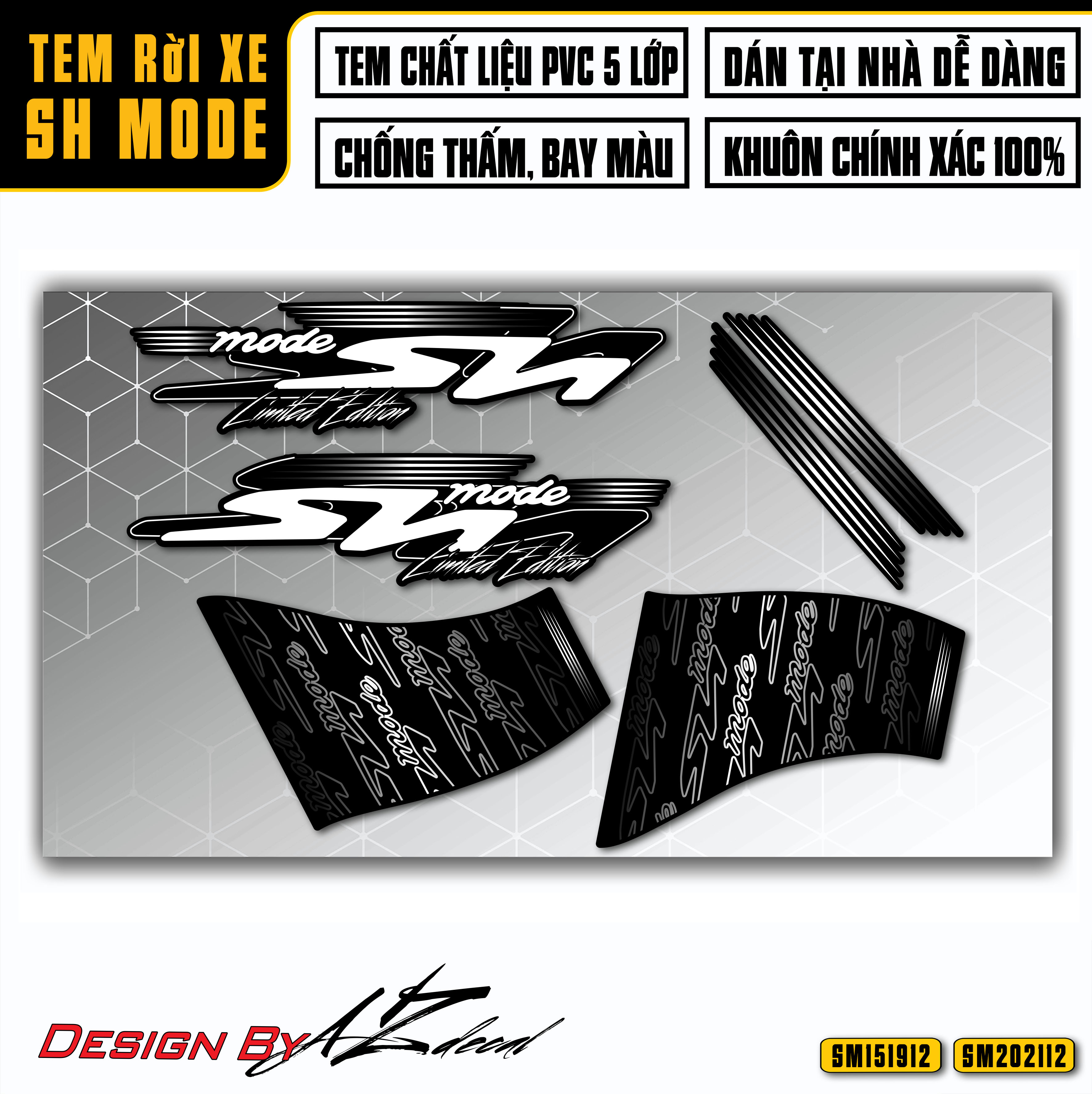 Tem Chế Xe SH Mode Đẹp Mẫu Chìm Nổi Limited Edition | SM12 | Decal Rời Dán SH Nữ Chống Nước Chống Ph