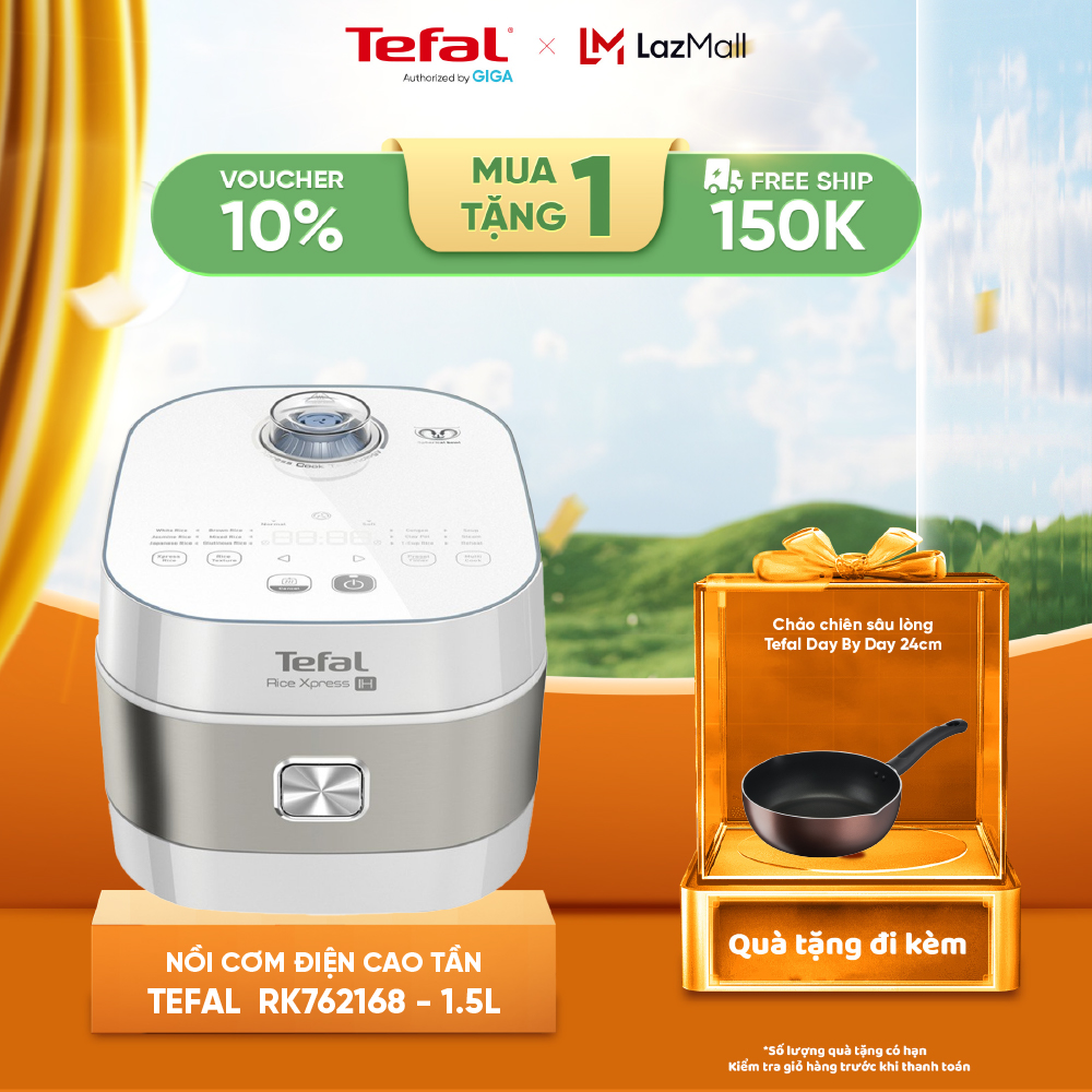 [SIÊU GIẢM GIÁ] Nồi cơm điện tử cao tần Tefal RK762168 1.5L - Giữ ấm 24 giờ - 12 chương trình nấu ti