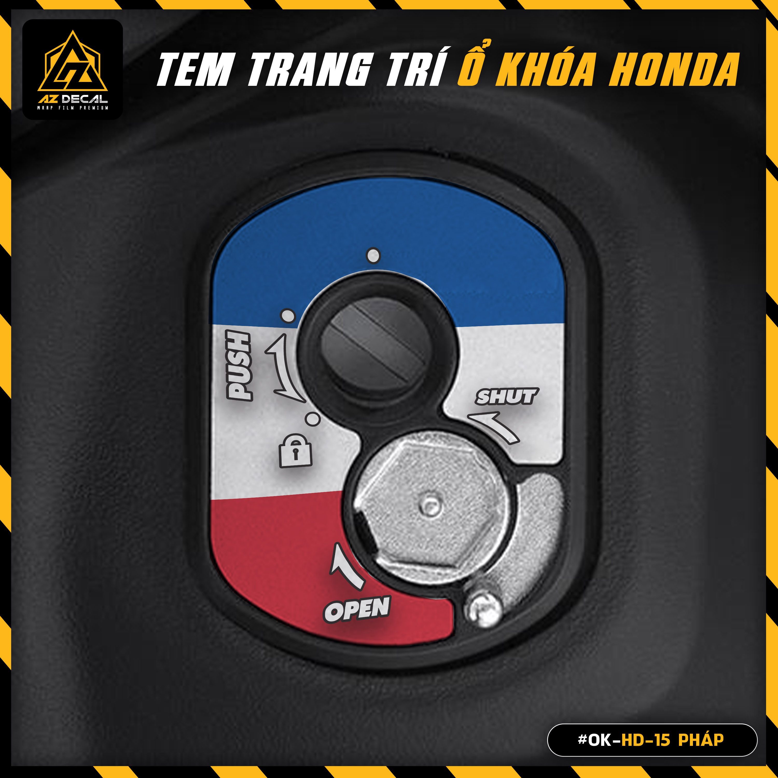 Decal Dán Ổ Khóa Cơ Xe Honda Mẫu Cờ Các Nước | OK-HD-15 | Tem Trang Trí Ổ Khóa Xe Honda Wave A RSX 1