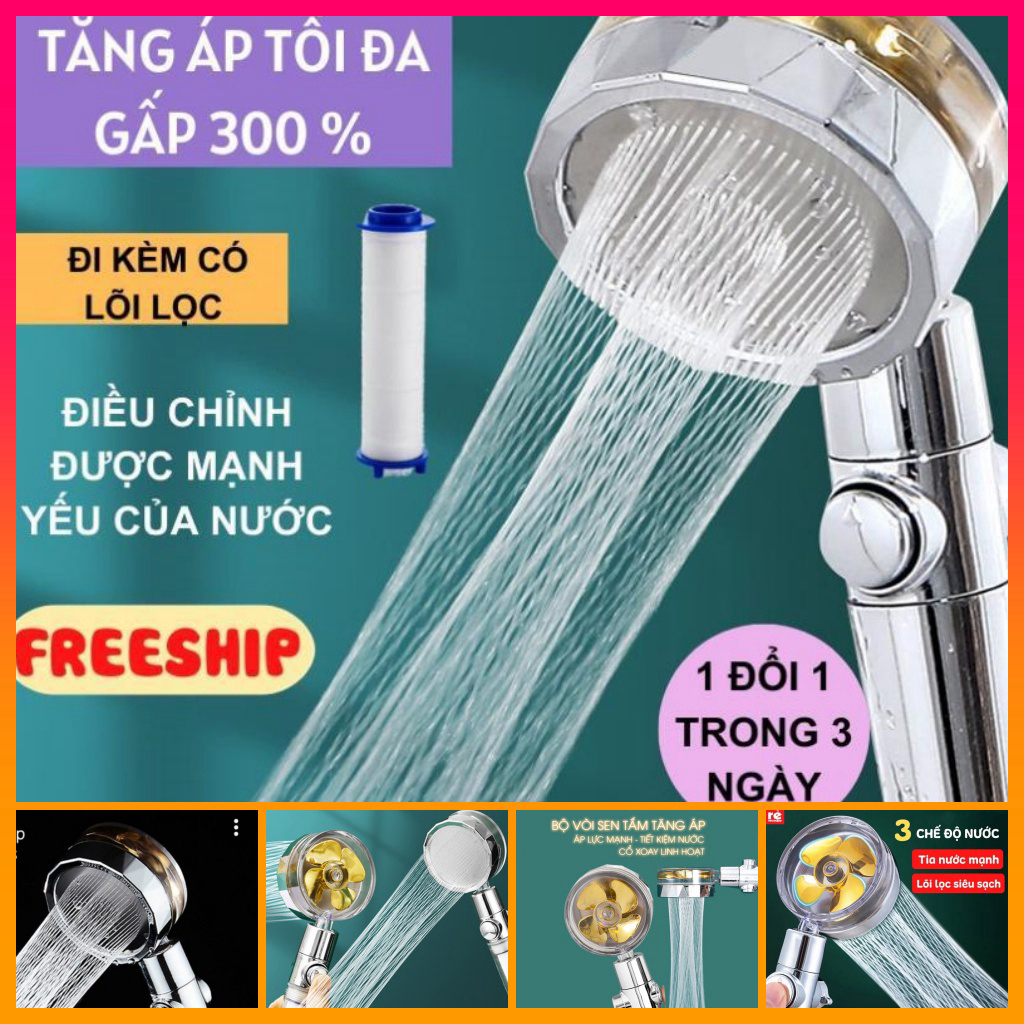 Bát Sen Có Cánh Quạt Tăng Áp Lực Nước Nóng Lạnh Nhựa Mạ Inox 304 - Sen Vòi Nhà Tắm thay thế cho inax
