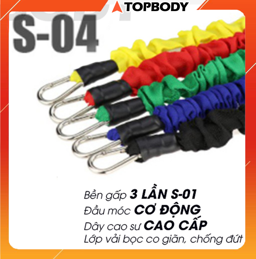Bộ 5 dây ngũ sắc tập full body tại nhà - ngũ sắc đàn hồi kháng lực tập Gym Fitness Yoga TOPBODY -