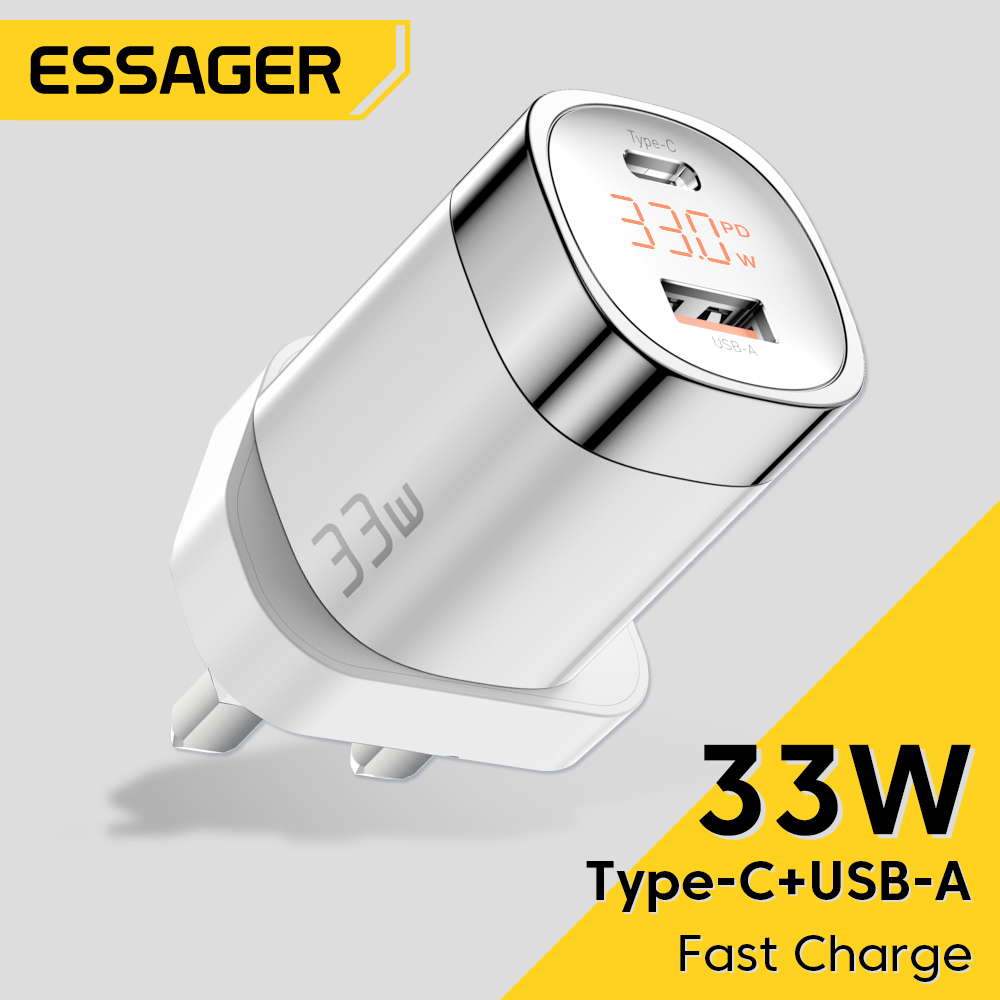 Essager 33W GaN USB C Charger Digital Display PD Fast Charging For iPhone 13 12 Max Pro iPad For Xia