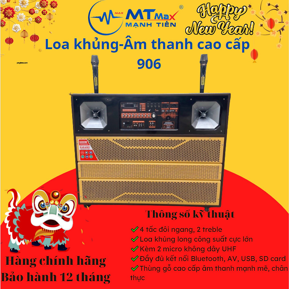 Loa kéo di động 4 tấc đôi ngang Bose 908 - Loa khủng long - 2 bass 4 treble - Công suất 7000W - Âm t