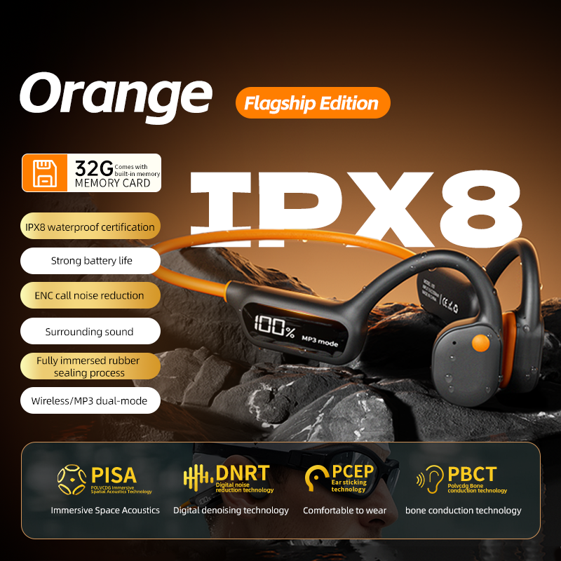 POLVCDG X10/X7 IPX8 Waterproof LED Screen 32G Swimming Bone Conduction Headset 5.3 IPX8 Waterproof B