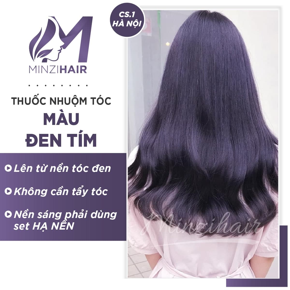 Thuốc Nhuộm Tóc Màu Đen Tím - Lên Từ Nền Tóc Đen - Tặng Trợ Dưỡng