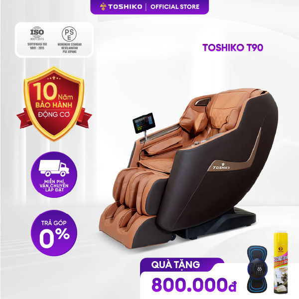 Ghế Massage Toàn Thân Toshiko T90 - Đen Xám, Kích thước 735x1350x1000mm, Trọng lượng 67kg