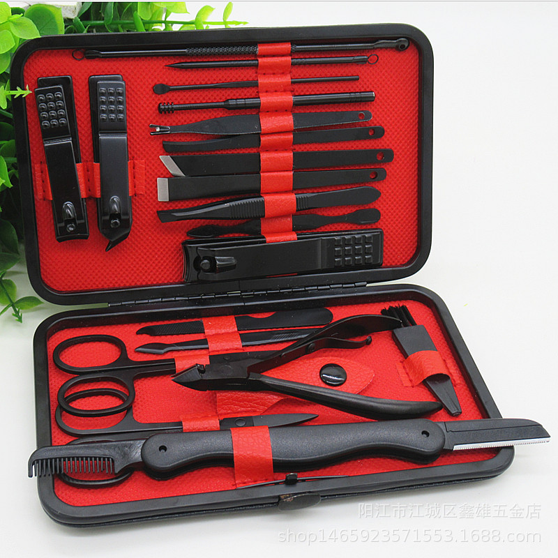 [Chọn Mã] Bộ kiềm cắt móng 15-18-19-20 món thép không gỉ hộp da vàng rồng dạng ví cầm tay cao cấp