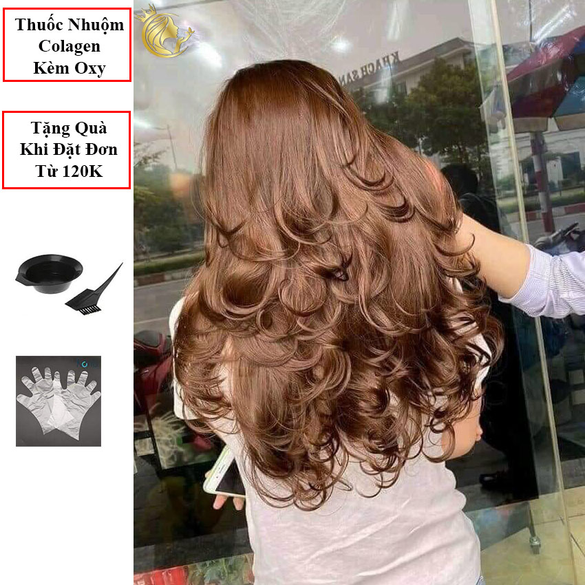 Thuốc Nhuộm Tóc Màu Nâu Tây Sáng Kèm Oxy