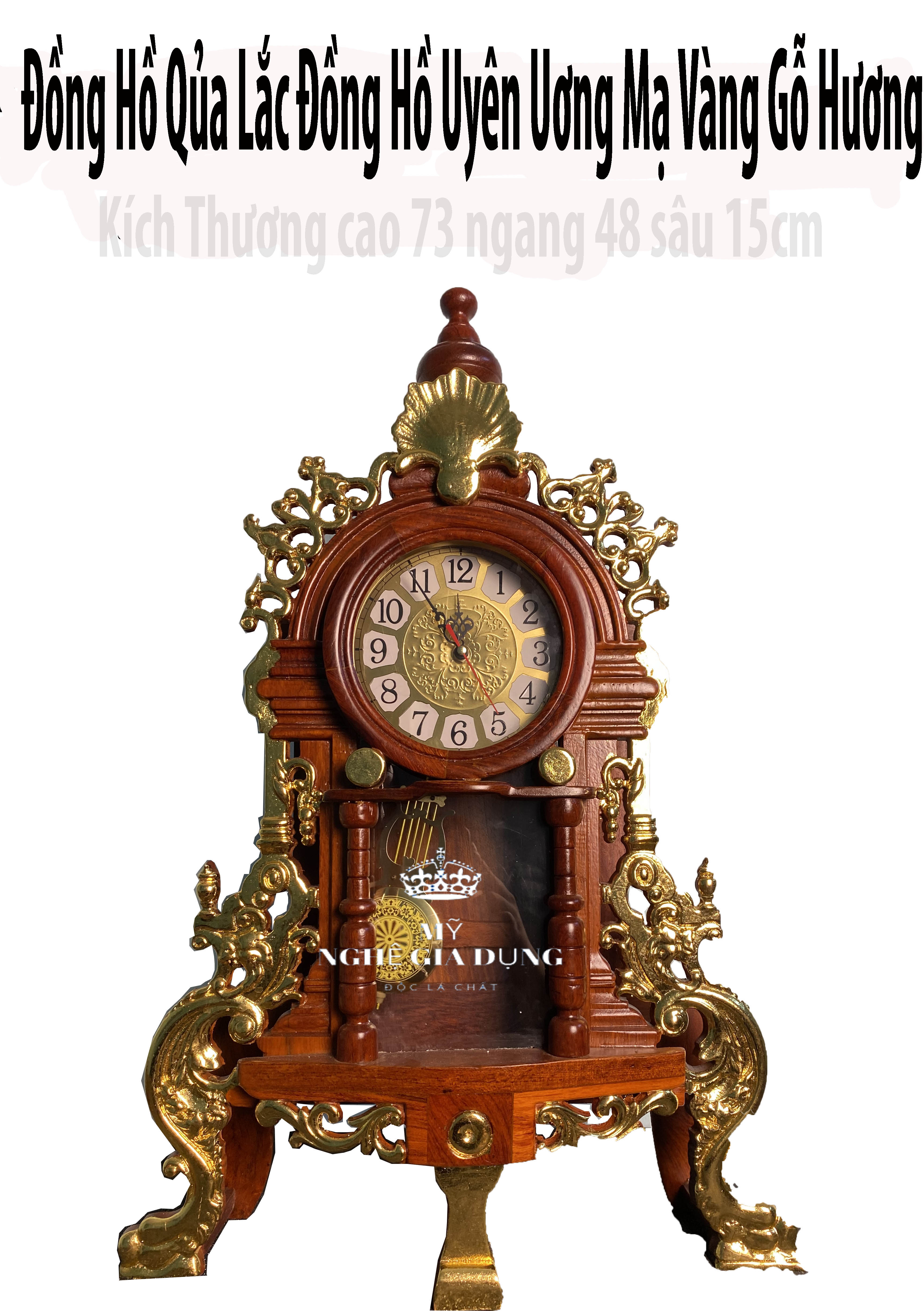 Đồng Hồ để bàn đồng hồ đứng đồng hồ quả lắc đồng hồ vàng gỗ hương trang trí phòng khách