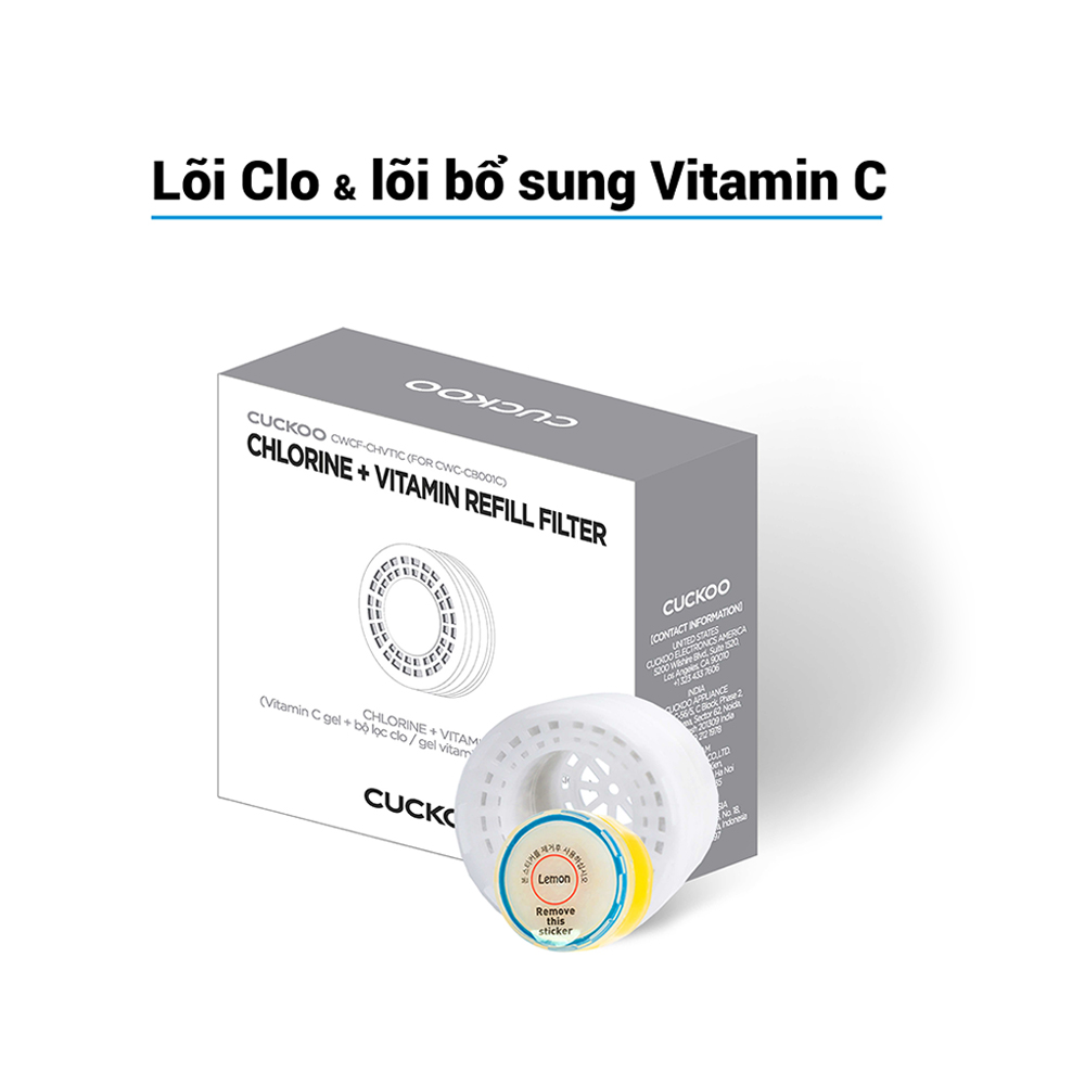 Phụ kiện vòi sen Cuckoo CWCF-CHVT1C: Lõi bổ sung vitamin C và Lõi Clo - Hàng chính hãng