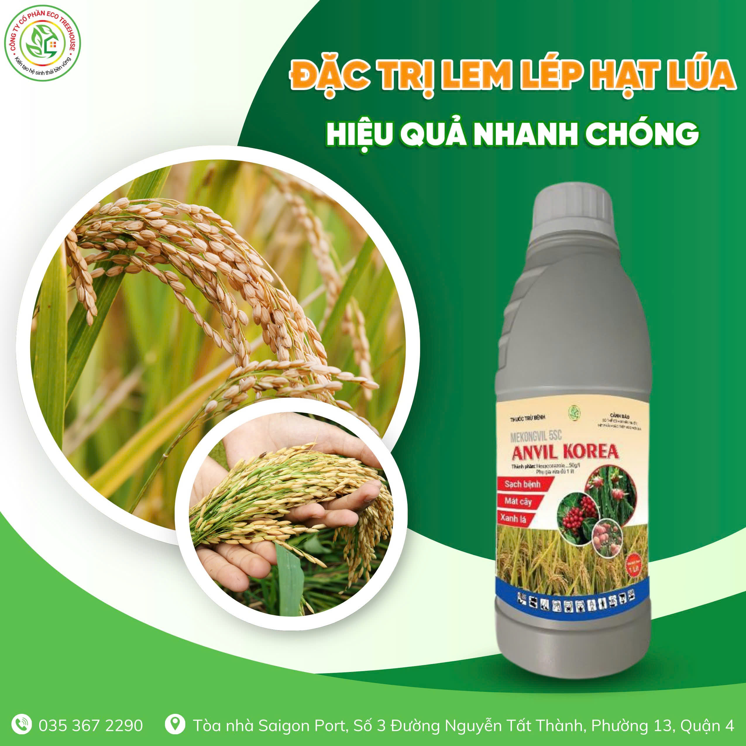 Thuốc trừ bệnh lem lép hạt hexaconazole 5% SC ( Anvil ) 1 lít Eco Treehouse