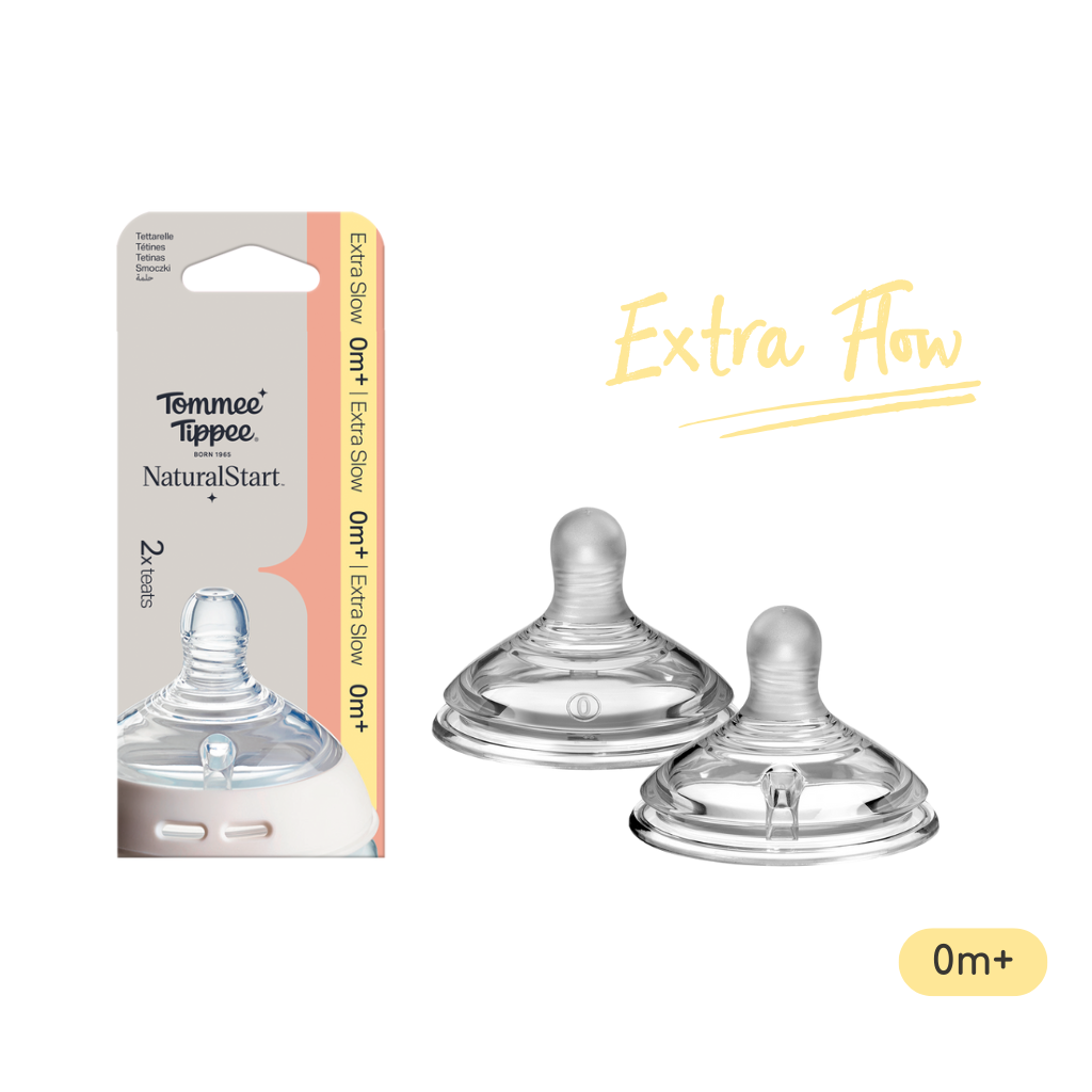Núm Ty Silicon Siêu Mềm Tự Nhiên Cho Bé Tommee Tippee Natural Start Extra Flow Từ 0 Tháng (Vỉ đôi tách lẻ)