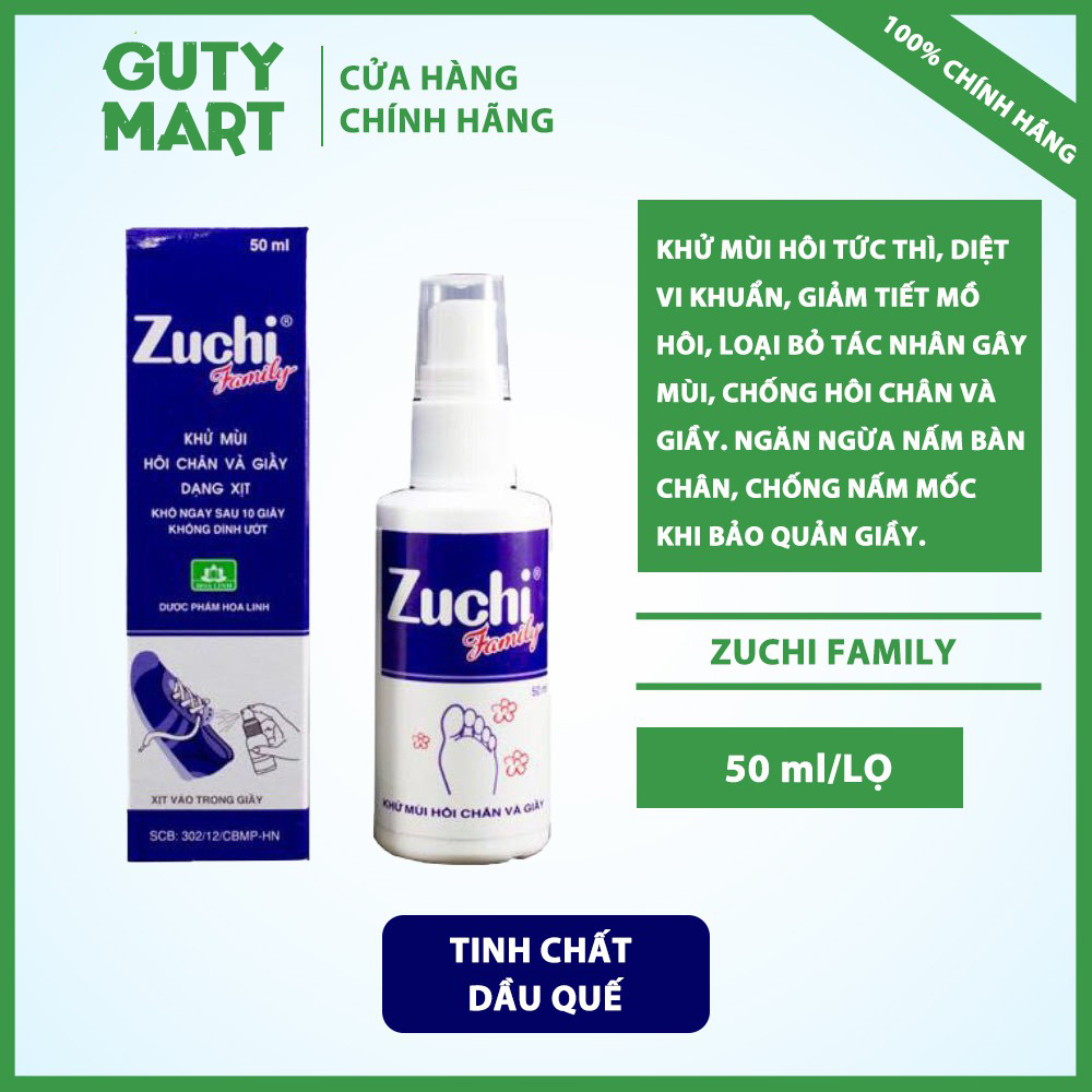 Chai xịt khử mùi giày và mùi hôi chân Zuchi 50ml khô nhanh không nhờn không dính bẩn không hại da giúp khử mùi hôi tức thì giảm tiết mồ hôi loại bỏ tác nhân gây mùichống hôi chân và giàyngăn ngừa nấm bàn chânchống nấm mốc giày