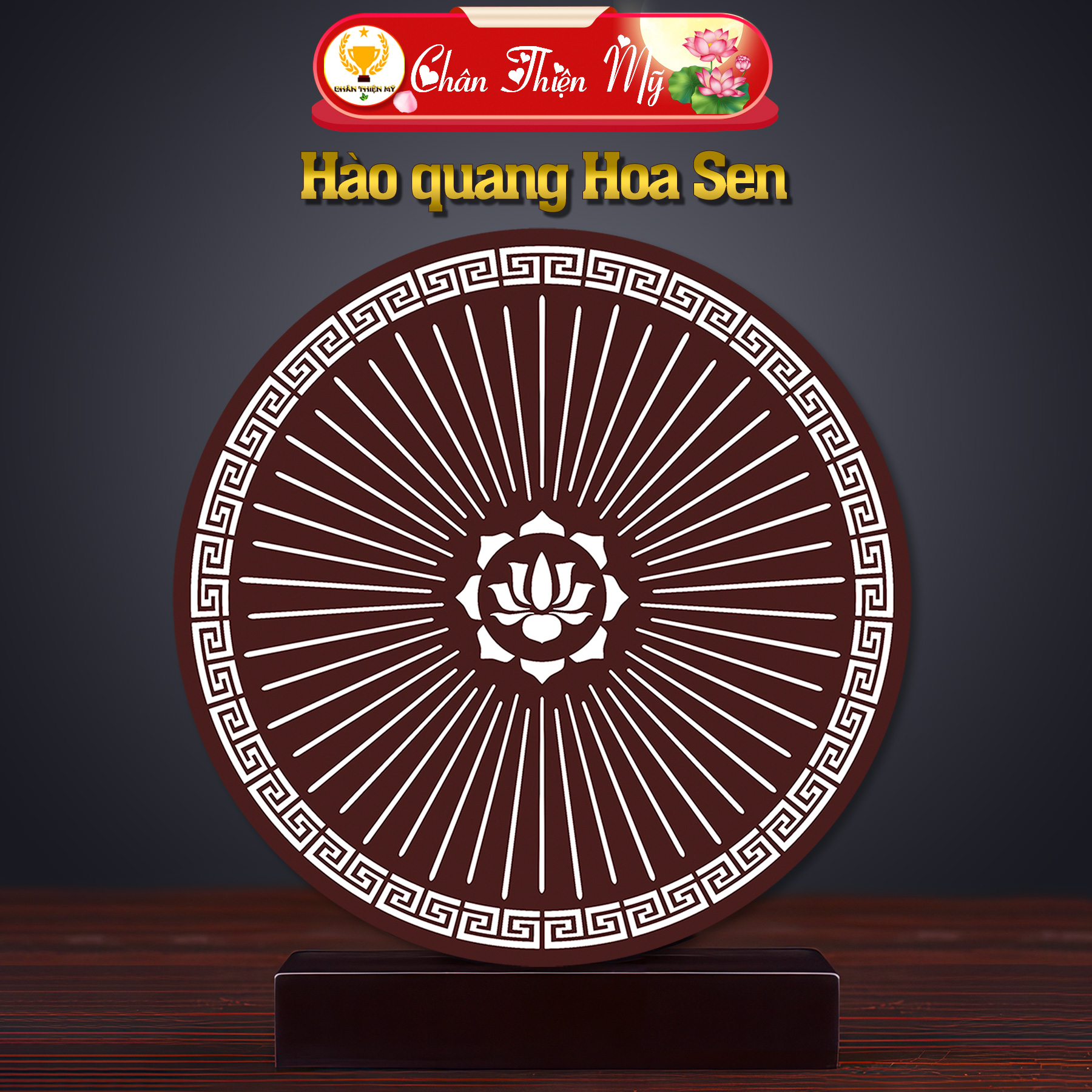 Đèn Thờ Hào Quang Viền Hoa Văn LED Nhiều Màu Cao Cấp CHÂN THIỆN MỸ Trang Trí Bàn Thờ Tượng Phật