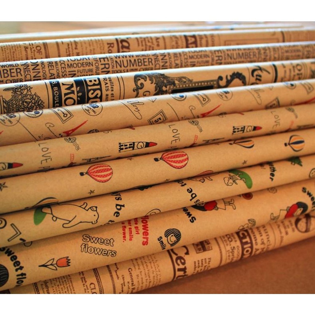 Giấy gói quà vintage xấp 10 tờ
