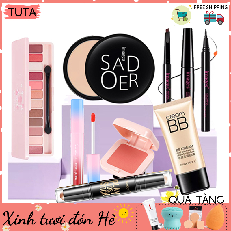 Bộ Trang Điểm Cá Nhân Images 9 Món Đầy Đủ Set Trang Điểm Chuyên Nghiệp Phấn Mắt Trang Điểm Phấn Phủ Son Kem Chì Kẻ Mày Bút Dạ Kẻ Mắt Mascara 4D Phấn Má Hồng Bút Tạo Khối Kem Bb Chính Hãng Nội Địa Trung Gm - 9Tt