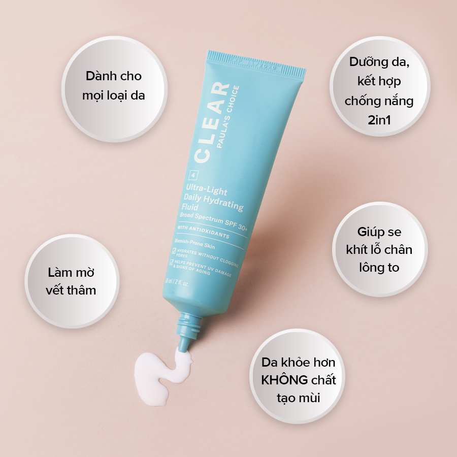 Kem Dưỡng Chống Nắng Clear Ultra - Light Daily Fluid Spf 30 Paulas Choice