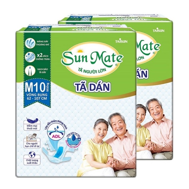 [Hcm]Combo 2 Gói Tã Dán Sunmate Size M10 (10 Miếng X 2) Tã Dán Cho Người Lớn