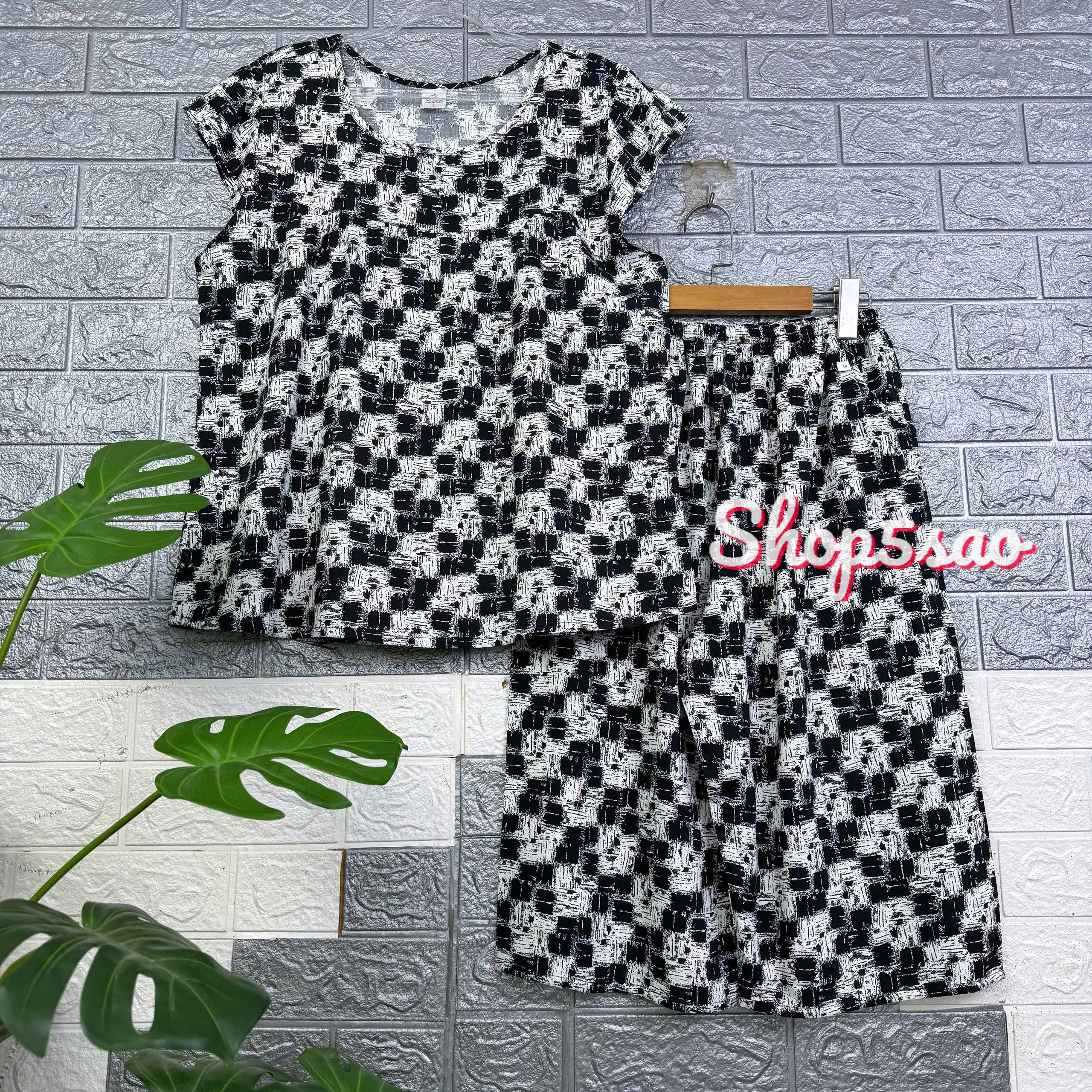 [HCM] Đồ bộ tole trung niên bộ tole lanh mặc nhà SHOP5SAO quần lửng áo cánh tiên có Bigsize (50-80kg