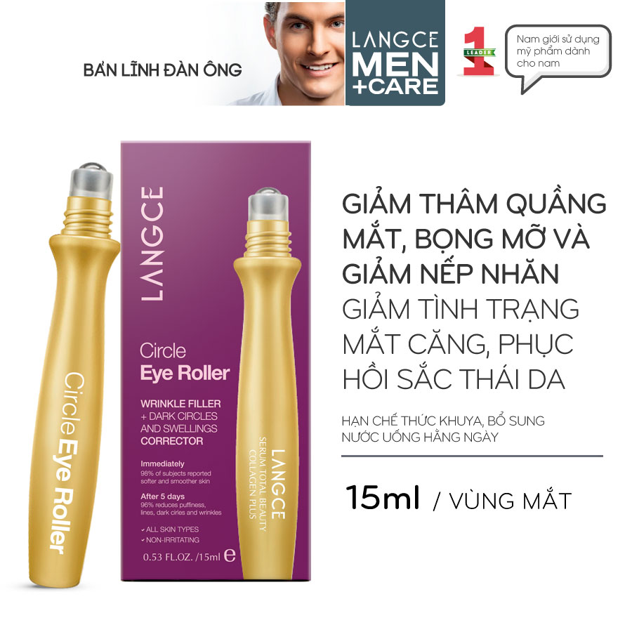 [Hcm]Thanh Lăn Vùng Mắt 4D Tinh Chất Làm Đẹp Collagen+ 15Ml Langce Dành Cho Nam