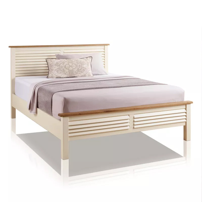 [Freeship][Trả góp 0%] Giường ngủ gỗ sồi IBIE Shutter sơn trắng nóc sồi tùy chọn kích thước