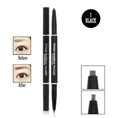 Chì Kẻ Mày 2 Đầu Tiện Lợi Beauskin Eyebrow Crystal Eyebrow Pencil #01 (Màu Đen)