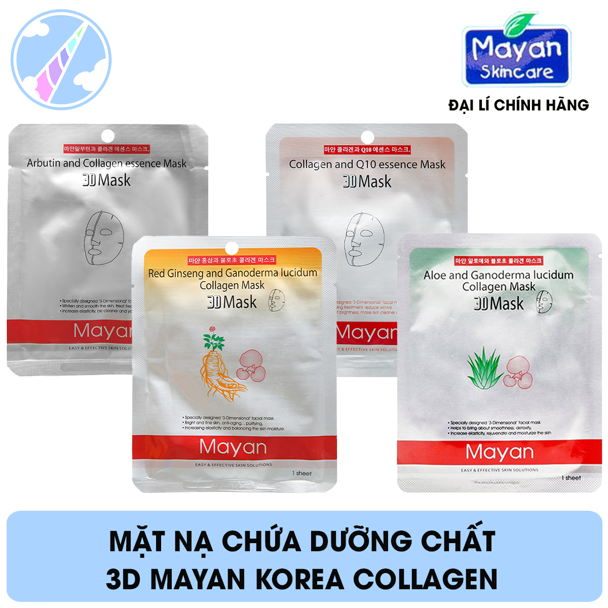 [Hcm]Mặt Nạ Chứa Dưỡng Chất Mayan Korea Collagen 3D Mask 25Ml