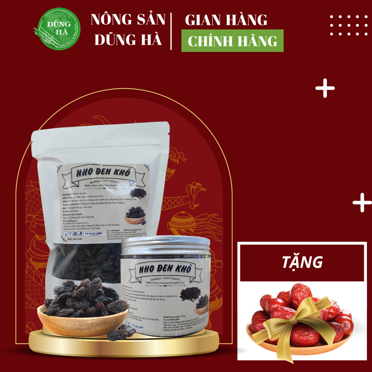 Nho Đen Khô Ấn Độ Dũng Hà - Loại 1 Cao Cấp không Đường 100% Nho Nguyên Chất dai ngon date mới