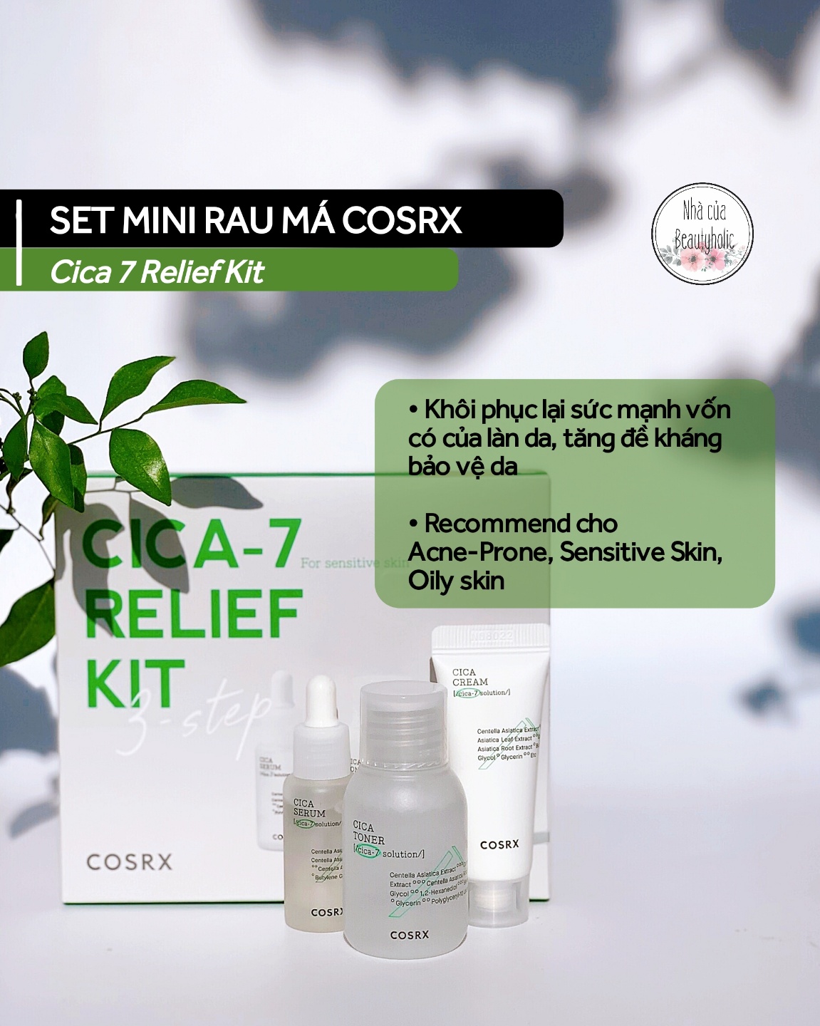 [Nhacuabeautyholic] Set Dưỡng Mini Cica Cosrx