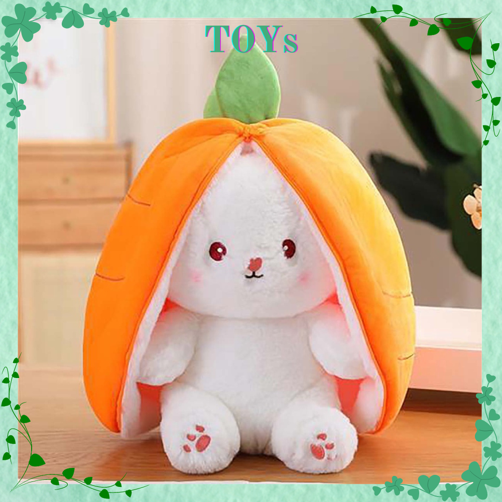 Thỏ Bông Tai Dài Trốn Úp Trong Quả Dâu Tây Củ Cà Rốt 35cm Màu Hồng Hàn Quốc Bobby Cute Dễ Thương Min