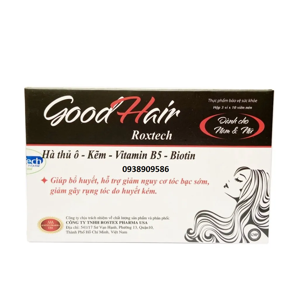 Good Hair Roxtech Hà Thủ Ô- Kẽm - Vitamin B5 - Biotin Hộp 30 Viên