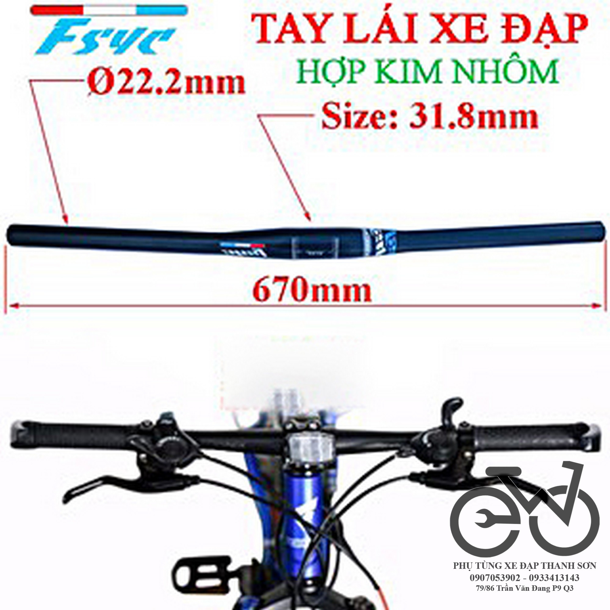 Ghi đông nhôm xe đạp - Tay lái nhôm thẳng leo núi lớn 31.8mm fixed gear nhỏ 25.4MM