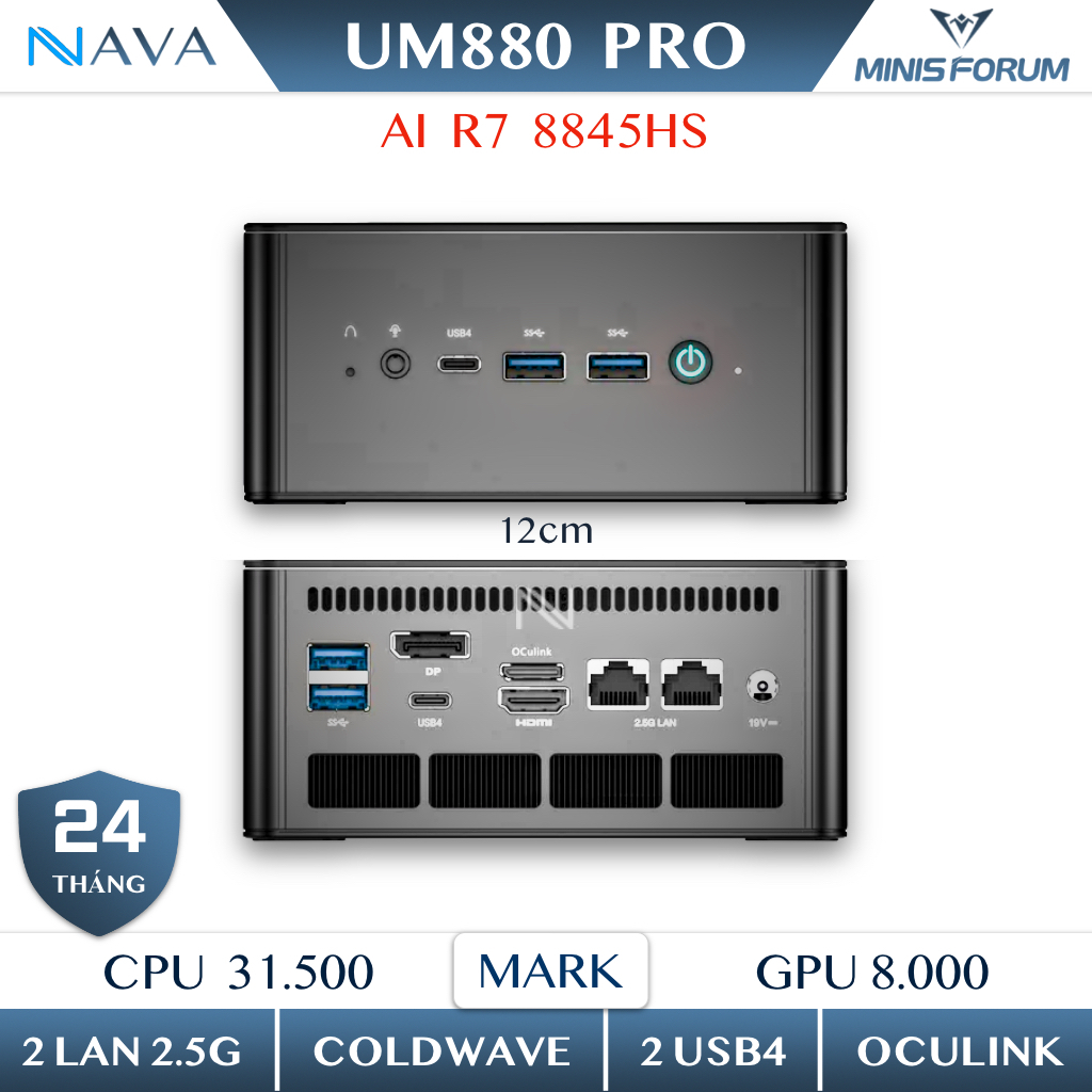 Mini PC Minisforum UM880 UM890 PRO R9 8945HS AMD AI Oculink Gaming Máy Tính Chơi Game 880 R7 8845HS