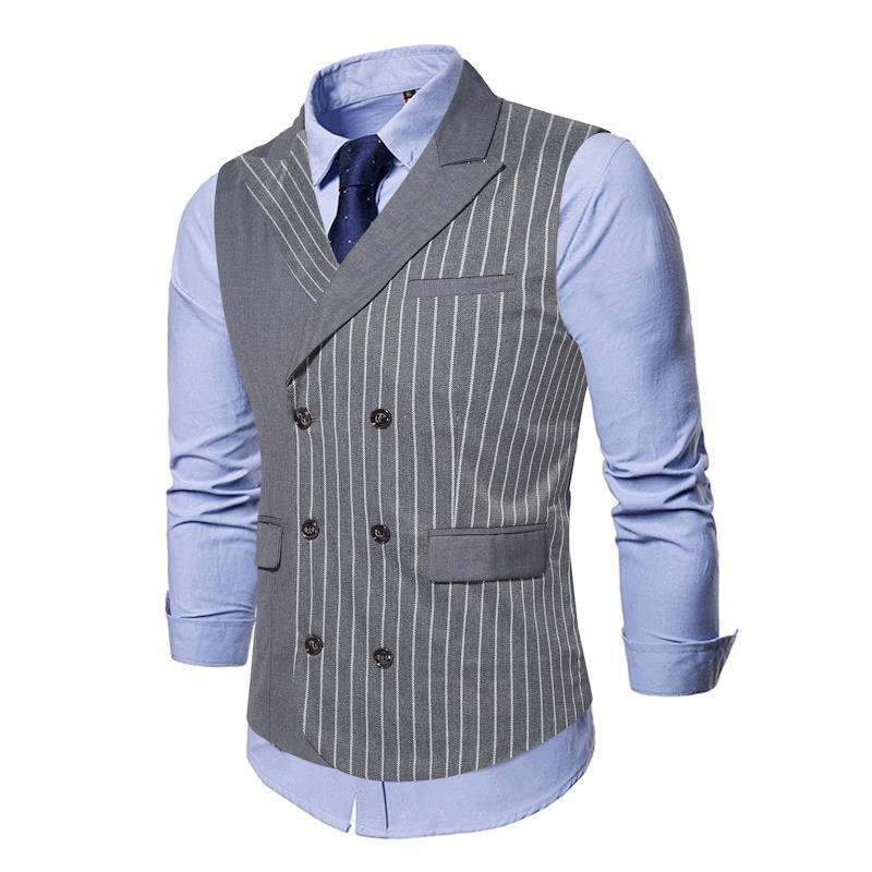 Áo Gile Áo Gile Nam Cổ Vest Kẻ Sọc 2 Màu Đen Xám Tôn Dáng Phong Cách Trẻ Trung Lịch Lãm Cho Phái Mạn