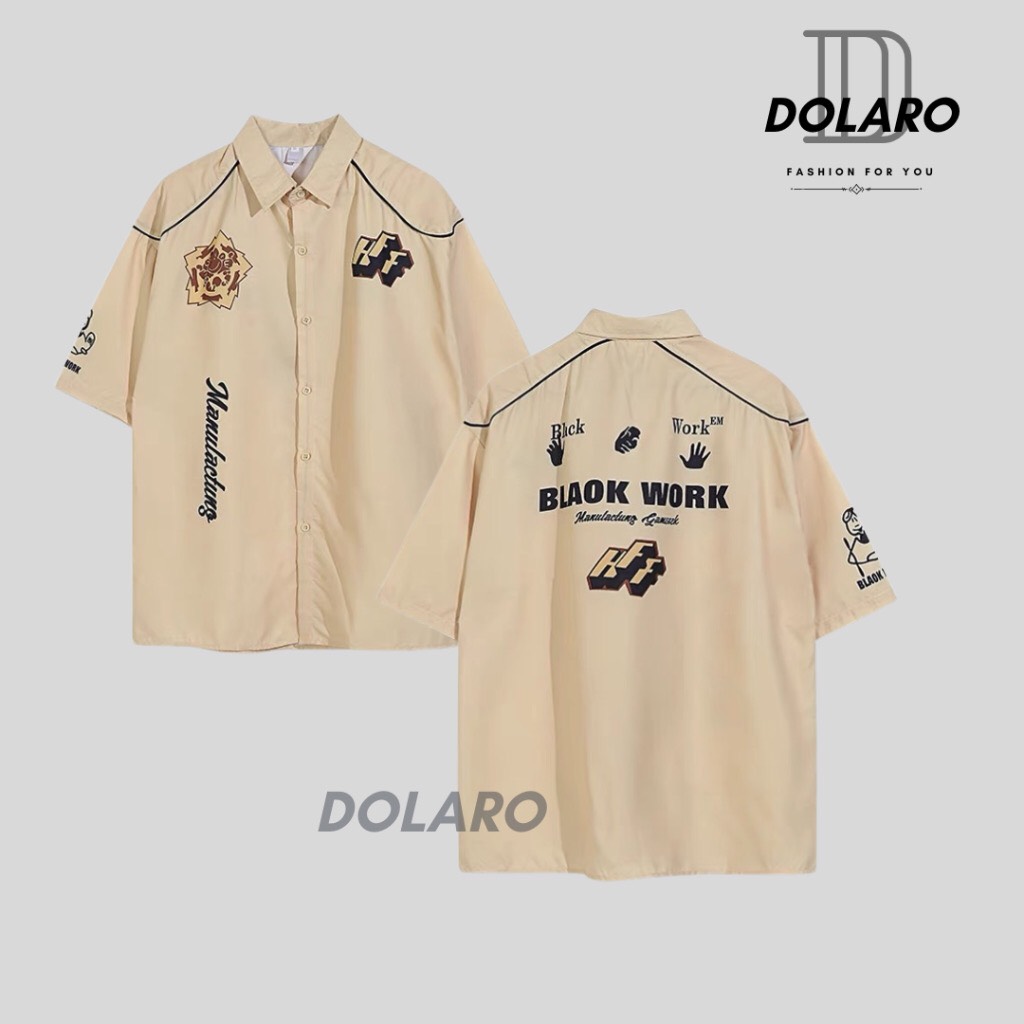 Áo sơ mi nam form rộng DOLARO chất lụa mango phong cách sơ mi cuban shirt in họa tiết chính hãng đủ 