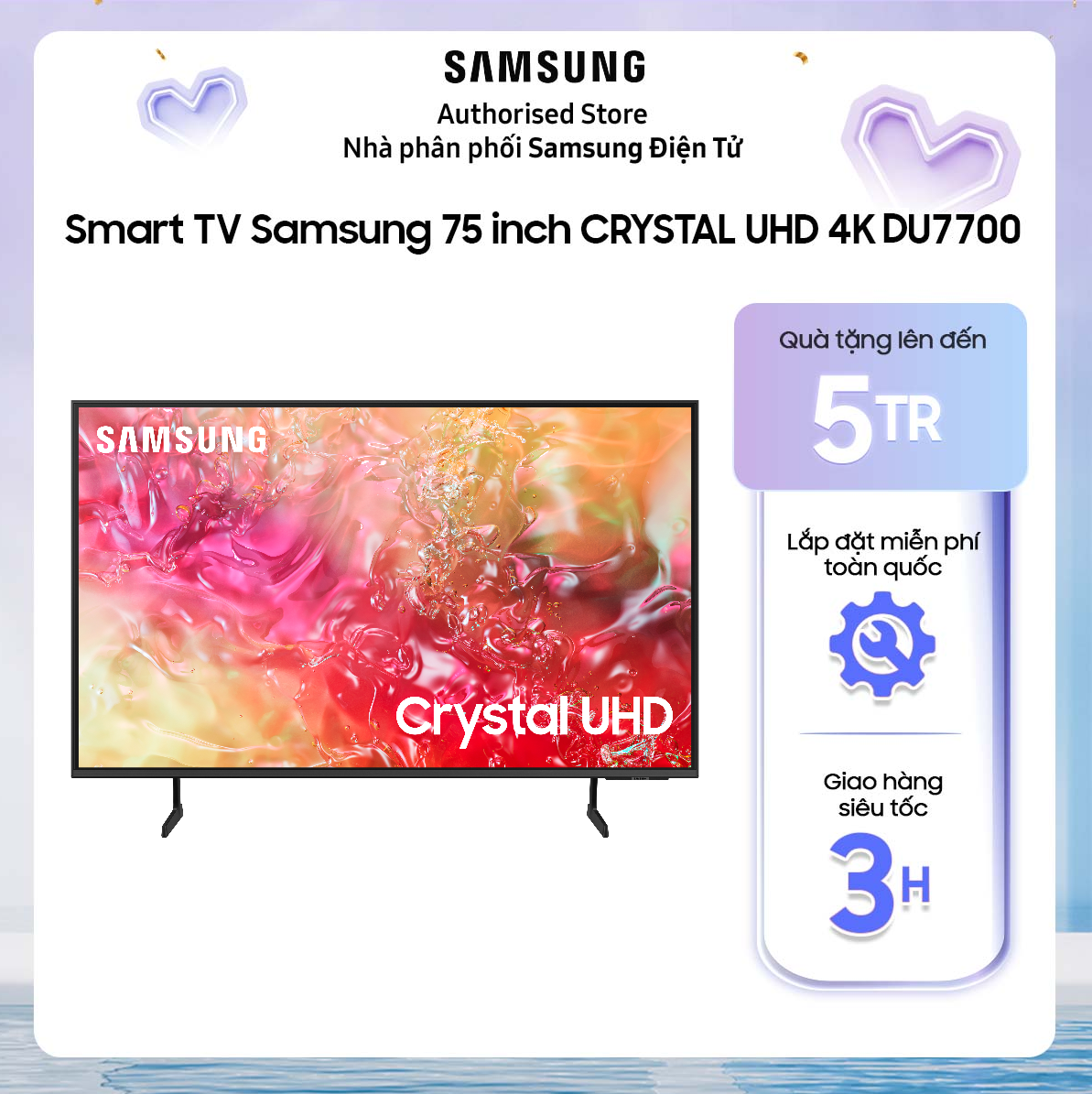 [Model 2024][Giao hàng và lắp đặt toàn quốc] 75DU7700 - Smart Tivi Samsung Crystal UHD 4K 75 inch UA