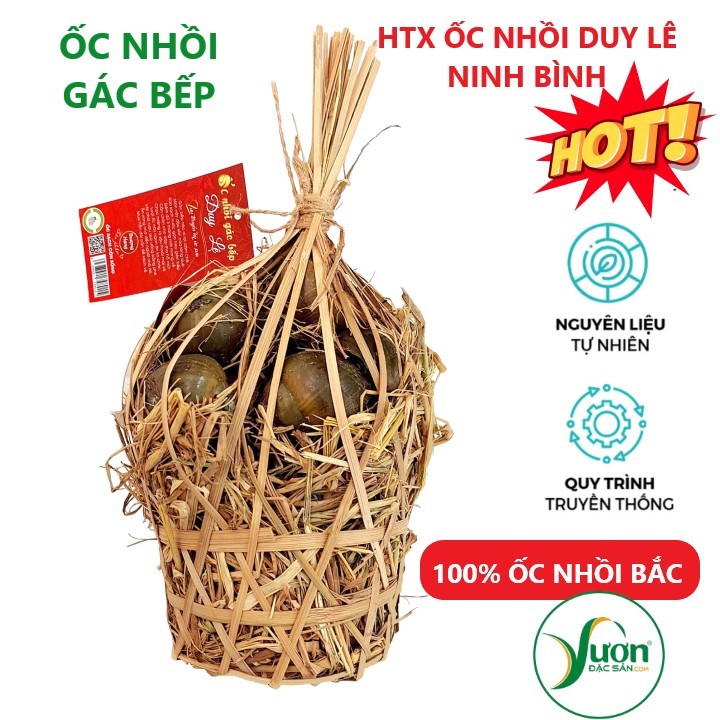 ỐC NHỒI SẠCH GÁC BẾP Duy Lê (Giỏ tre 500g) Ốc bưu đen BẮC ngủ khô gác bếp không khói đặc sản Ninh Bì