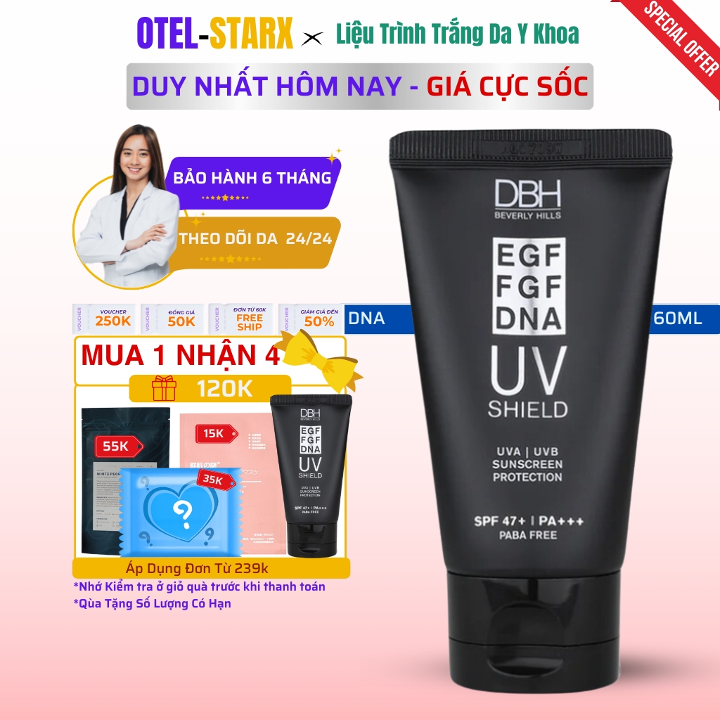 Kem Chống Nắng DBH UV Shield EGF FGF DNA SPF47+/ PA+++ 60ml