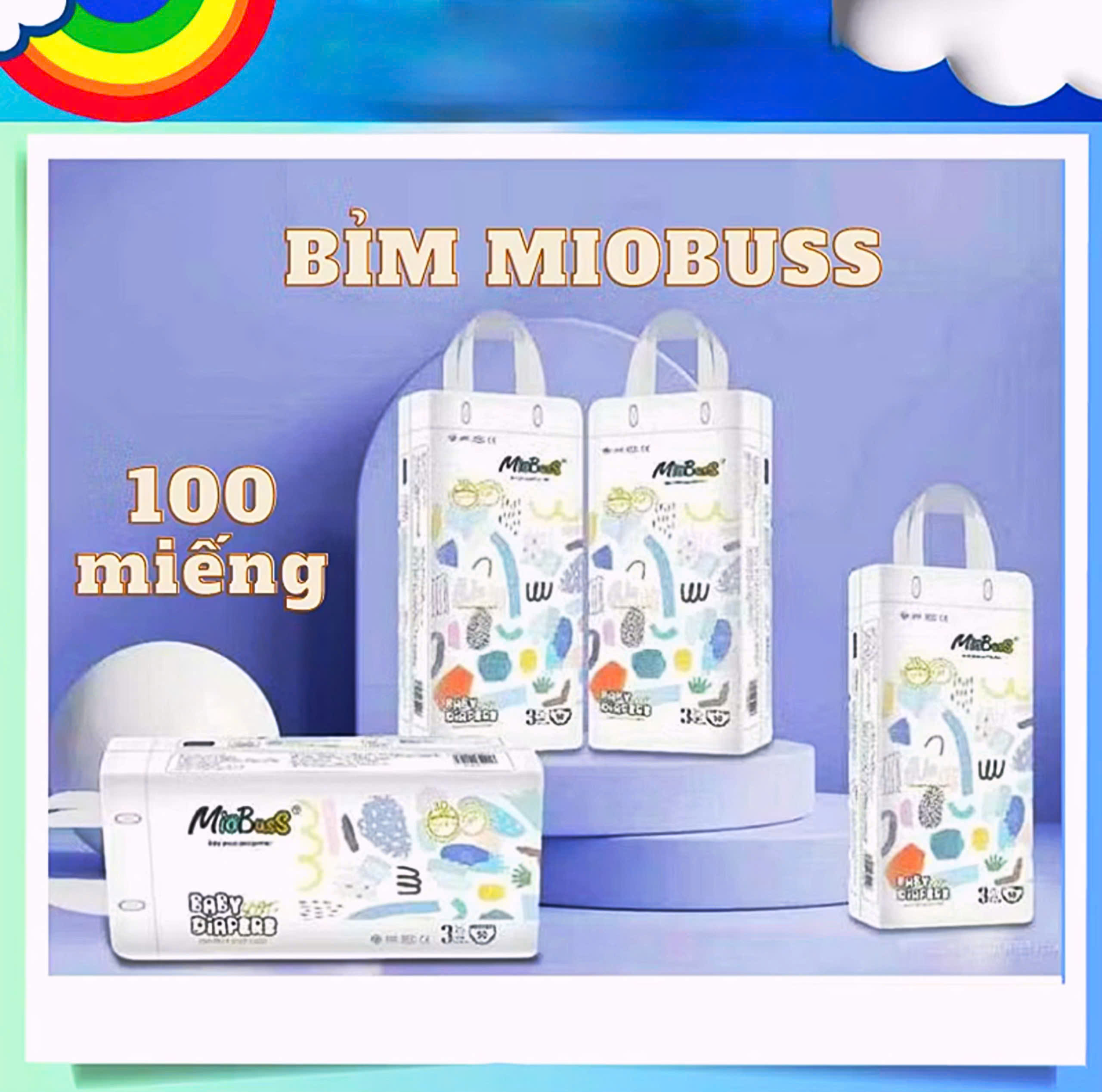 (Combo 4 bịch) Tã bỉm quần MIOBUSS xuất Nhật Chính Hãng Cao Cấp cho bé đủ Size từ 5-23kg
