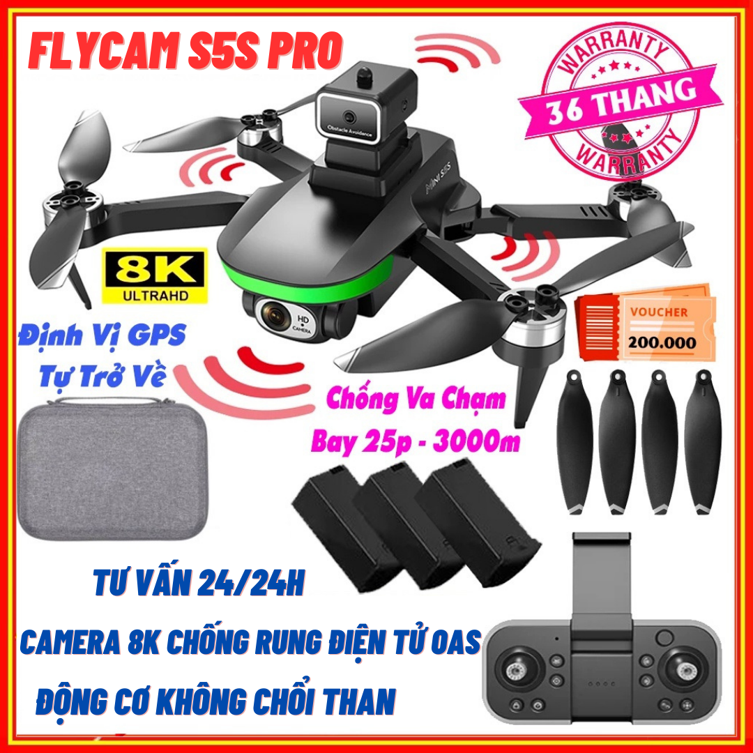 Máy bay không người lái Flycam mini S5S - Drone camera 4k - Phờ Lai Cam - Fly cam giá rẻ - Máy Bay F